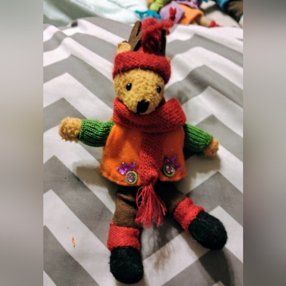 New Felt & Knit Dressed Deer Ornament